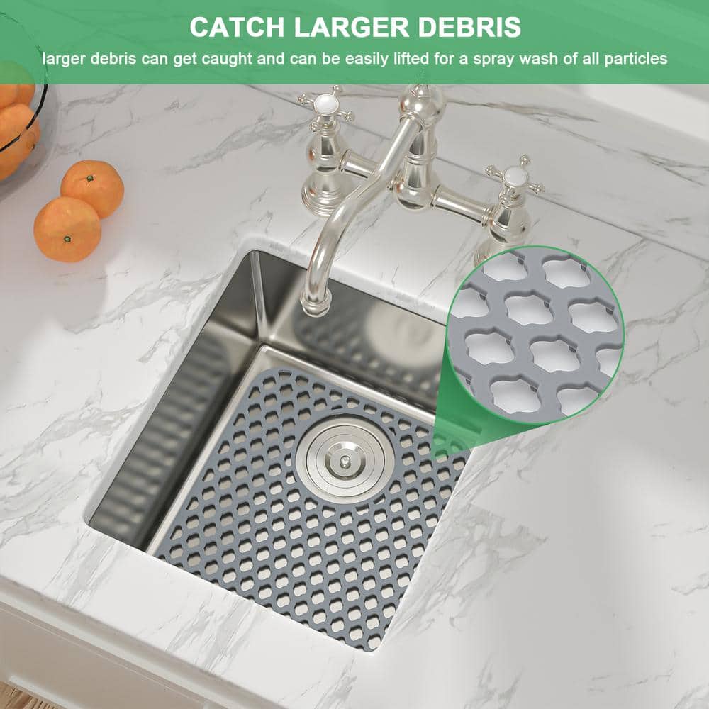 Gray Silicone Non-Slip Sink Grid Mat, 14" x 11"