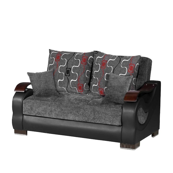 Urban Collection Convertible 65 in. Grey Chenille 2-Seater Loveseat with Storage