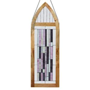 Oversized Geometric Cathedral Multicolored Stained Glass Window Panel