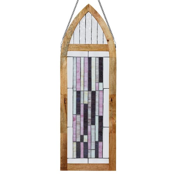 River of Goods Oversized Geometric Cathedral Multicolored Stained Glass Window Panel
