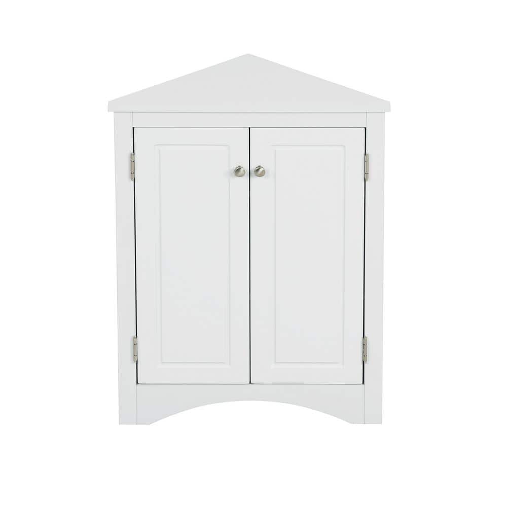 17.2 in. W x 17.2 in. D x 31.5 in. H White Triangle Bathroom Freestanding Linen Cabinet with 2 Adjustable Shelves price history on PriceWatchPro