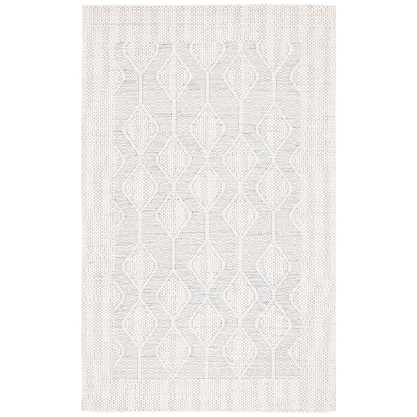 SAFAVIEH Marbella Ivory Blue 5 ft. X 8 ft. Border Geometric Area Rug