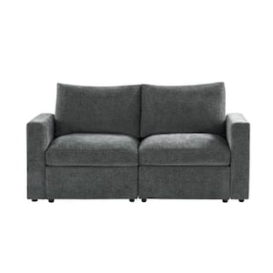 Andrea Beige 69.5''in Straight Arm Polyester Rectangle Storage Sofa in Grey