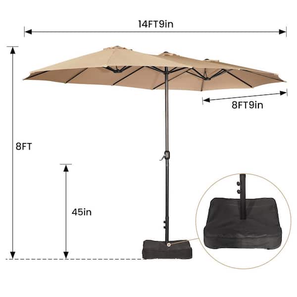 Sun-Ray 15 ft. Steel Triple Canopy Patio Umbrella in Navy