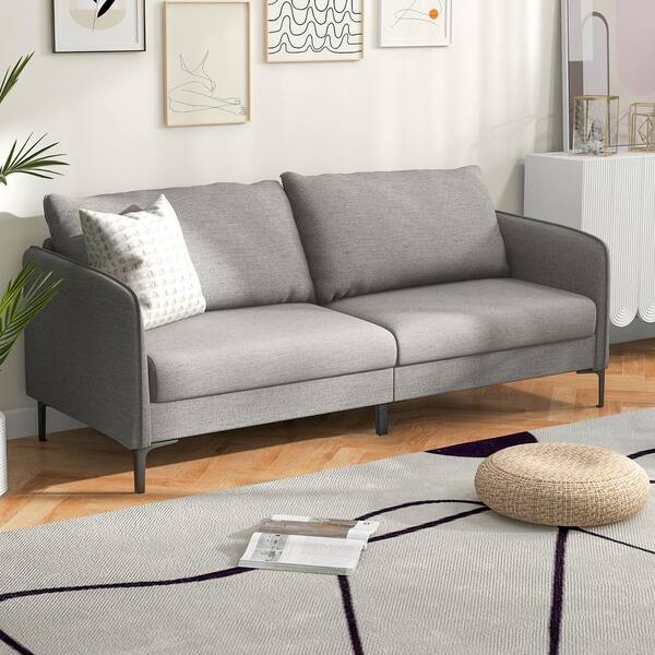Costway Modern 76 in. Gray Loveseat Sofa Couch for Living Room 