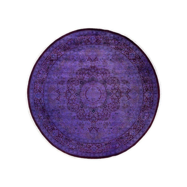 Overdyed Purple 8 ft. x 8 ft. Solid Wool Indoor Area Rug