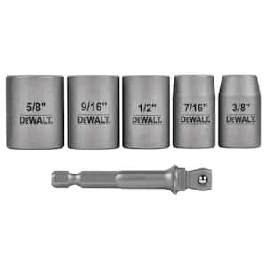 MAX Impact 3/8 in. Carbon Steel Drive Socket Set (6-Piece) with 1/4 in. Adapter
