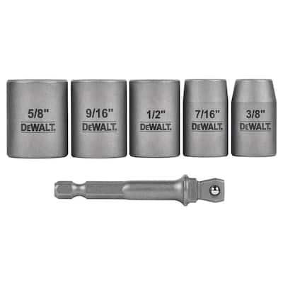 1/4-Inch 3/8-Inch and 1/2-Inch Driver Power Drill Impact Driver HYY-YY 6 Pcs Hex Shank Socket Drill Bit/Extension Set 3 Inch & 6 Inch Socket 