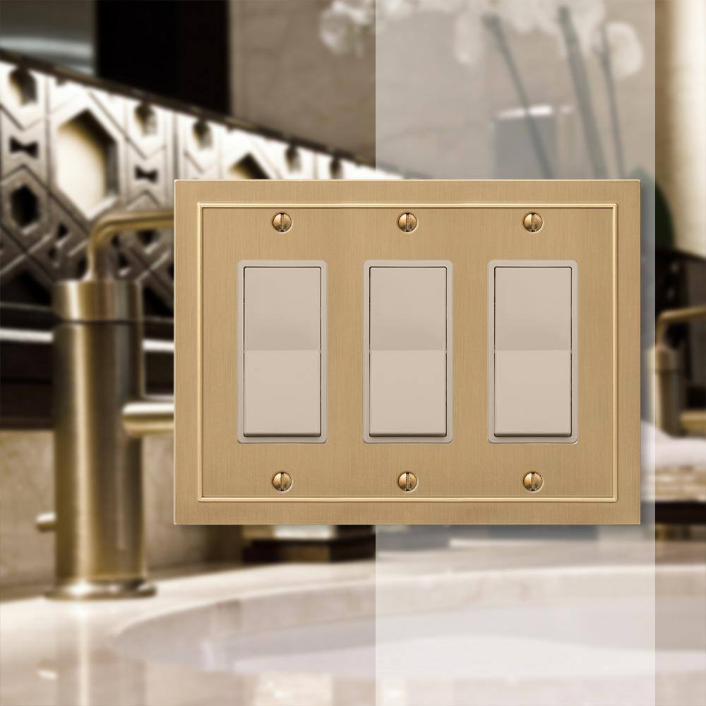 Brushed Bronze Triple Rocker Metal Wall Plate