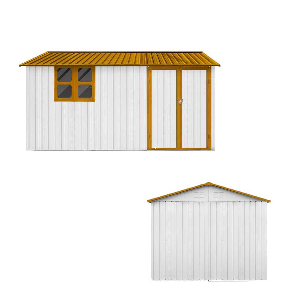 Outdoor 10ft. W x 12ft. D Storage Garden Metal Shed with Apex Peak Yellow R