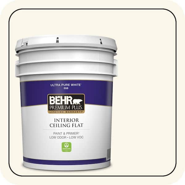 5 gal. #OR-W15 Sleek White Ceiling Flat Interior Paint & Primer