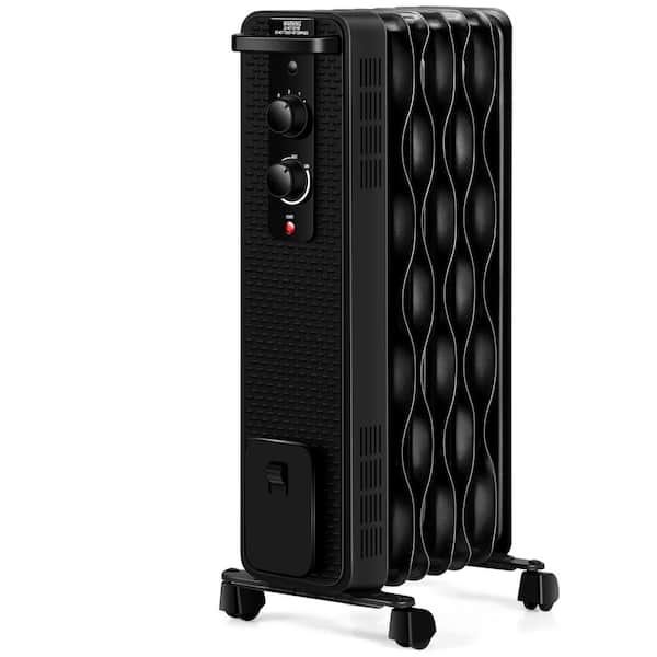 Gymax 1500-Watt Electric Oil Filled Radiator Space Heater with 3 Heating Modes Black