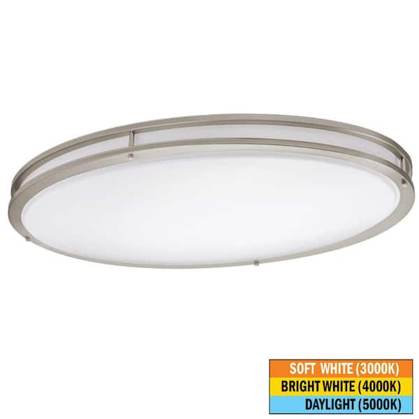 Orbit 32 in. Brushed Nickel Oval LED Flush Mount Ceiling Light 3000 Lumens 42W Adjustable CCT 120V Dimmable