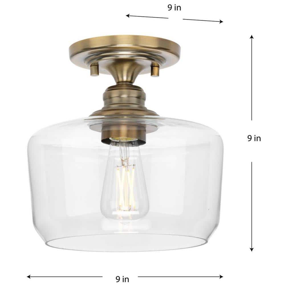 Vintage Brass Glass Indoor/Outdoor Flush Mount Light