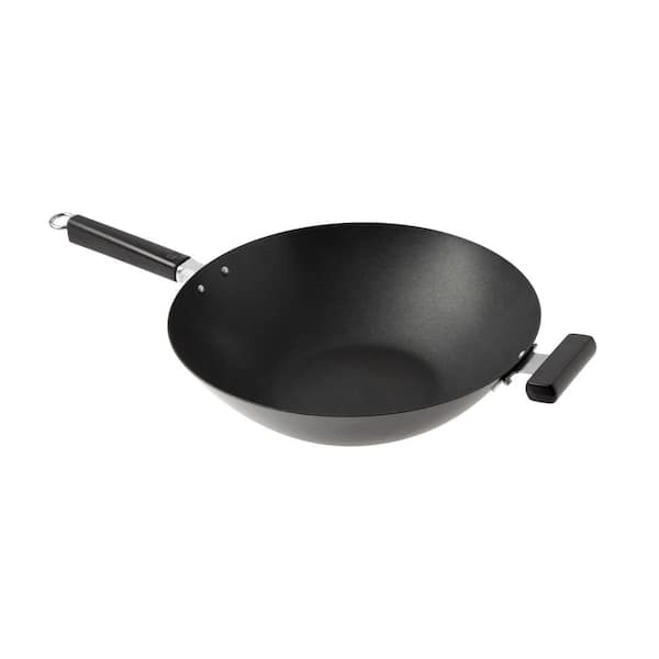 KENMORE Large 14 in. Black Carbon Steel Non-Stick Gas Wok with Wook Handles  985114030M - The Home Depot