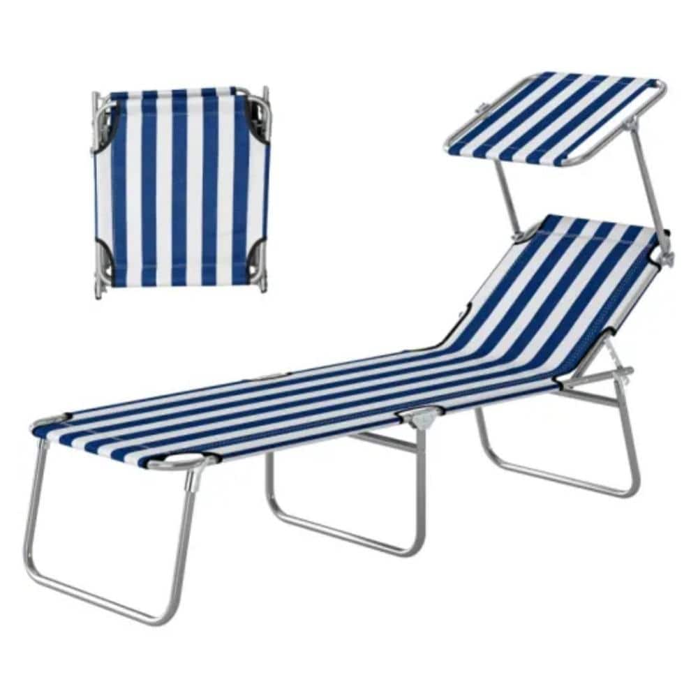 White 1-Piece Metal Outdoor Patio Chaise Lounge with Blue Cushions price history on PriceWatchPro