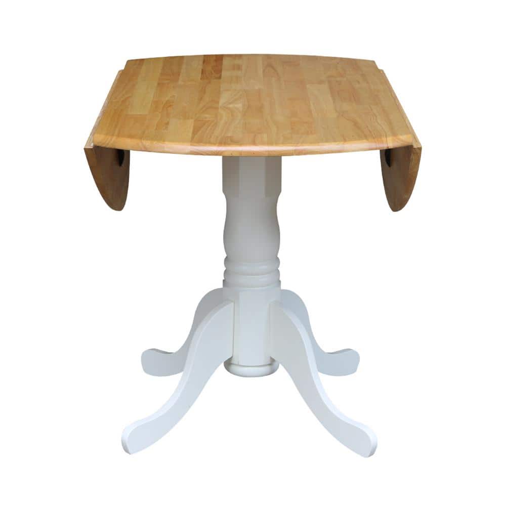 Cottage Charm Off-White Round Wood Extendable Dining Table