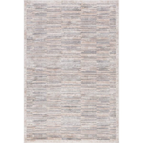 Nidhi Traditional Striped Area Grey 7 ft. x 9 ft. Indoor Area Rug