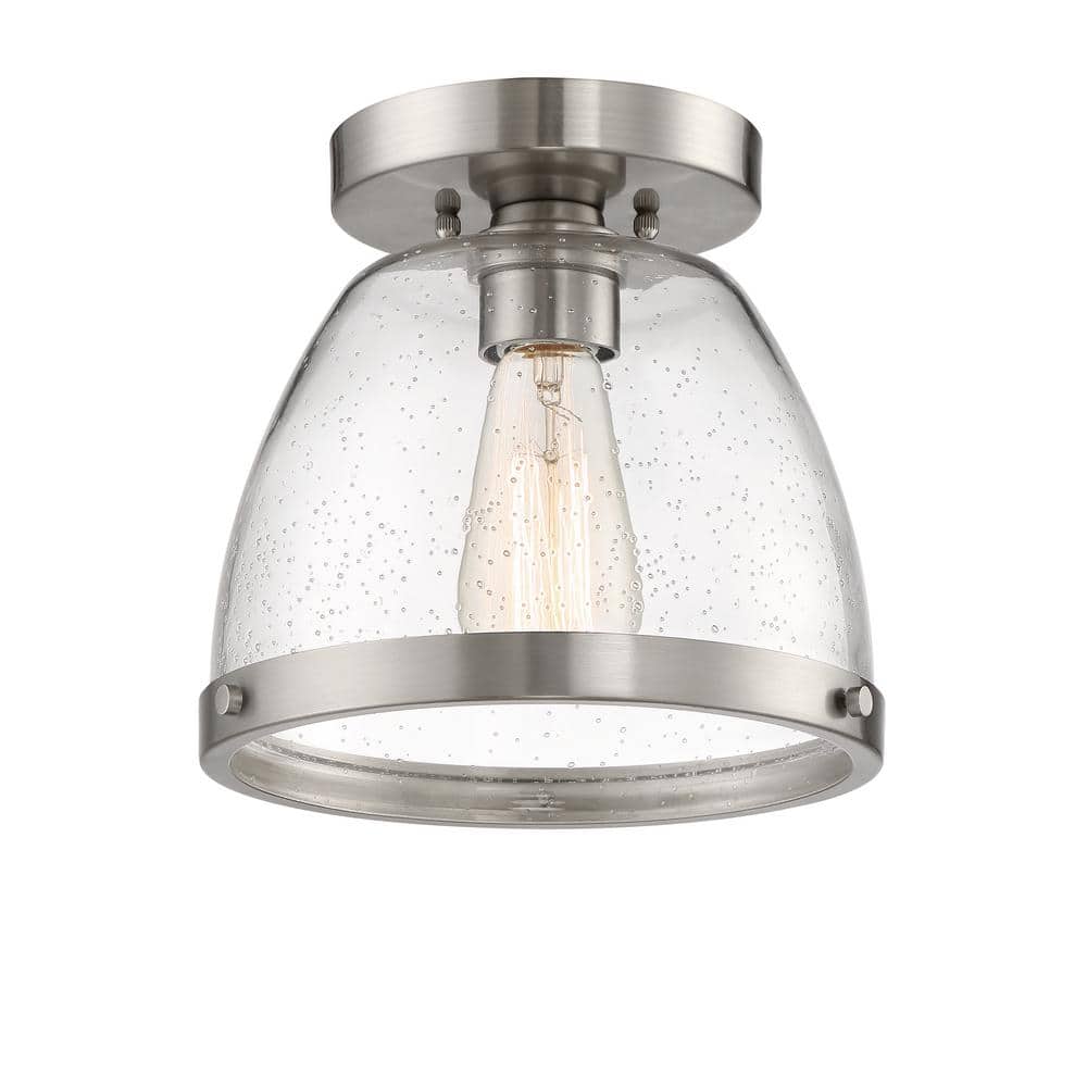 Elegant Lodie 7'' Glass & Nickel Ceiling Flushmount Light