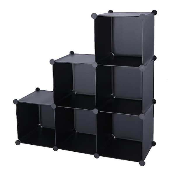 Karl home 36.03 in. H x 36.03 in. W x 12.41 in. D Black Plastic 6-Cube Storage Organizer