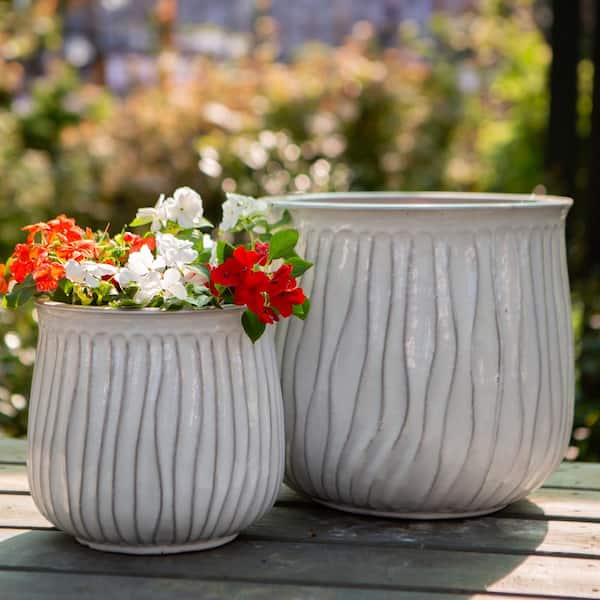 14.5 in. x 13 in. Riverside Decorative Ceramic Planter - Creamy