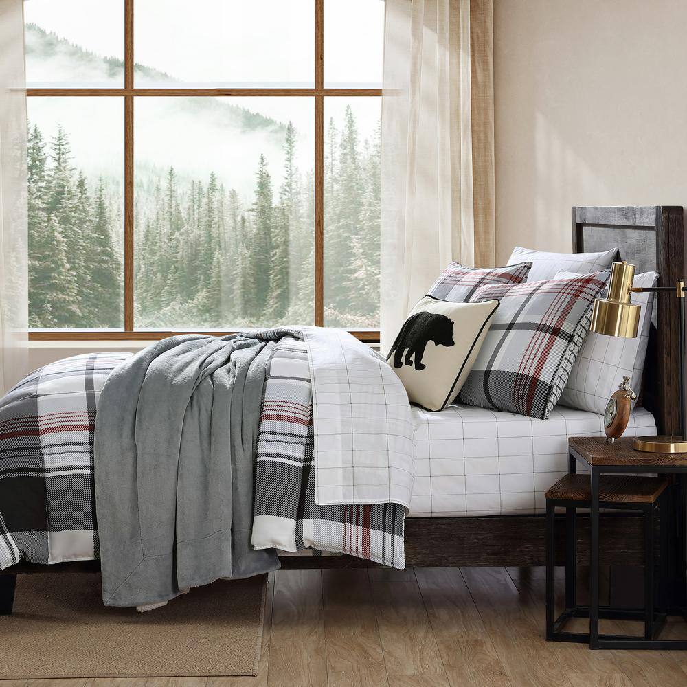 Twin Black Plaid Reversible Down Alternative Comforter Set