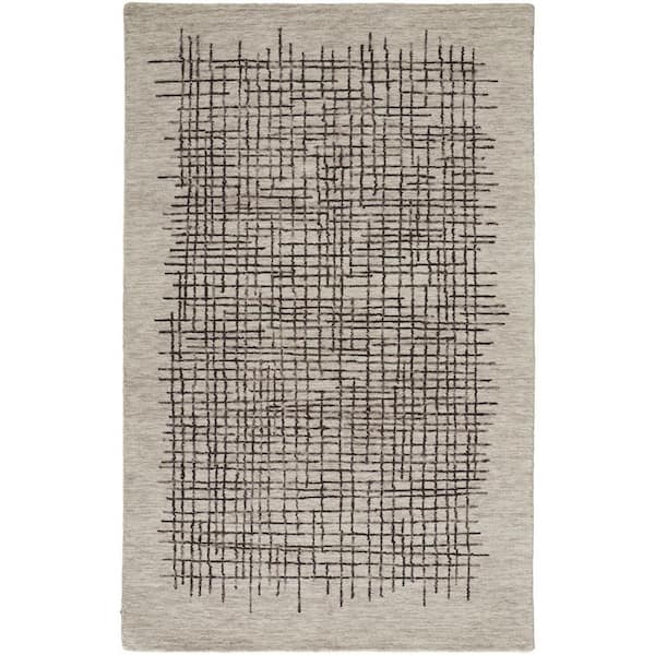 HomeRoots 4 ft. X 6 ft. Tan and Brown Plaid Area Rug