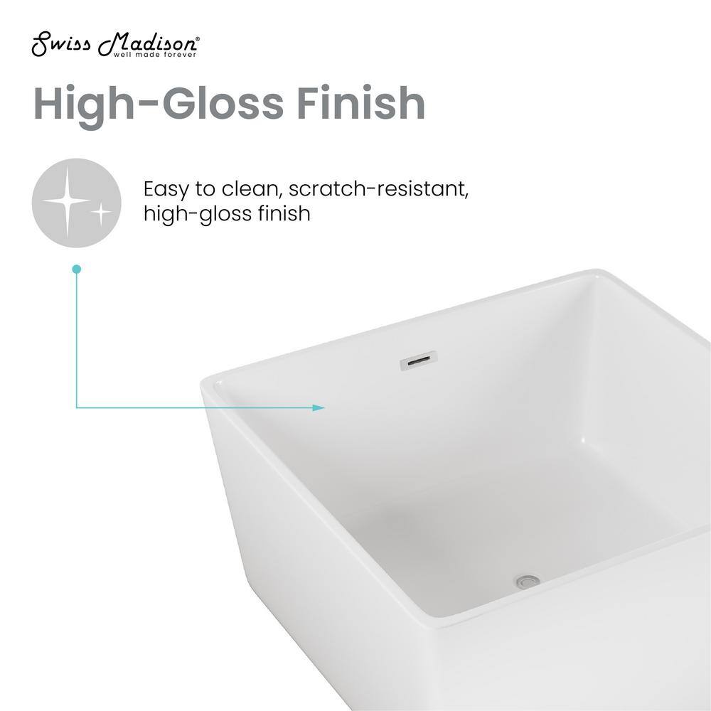 Voltaire 47" White Acrylic Square Freestanding Bathtub