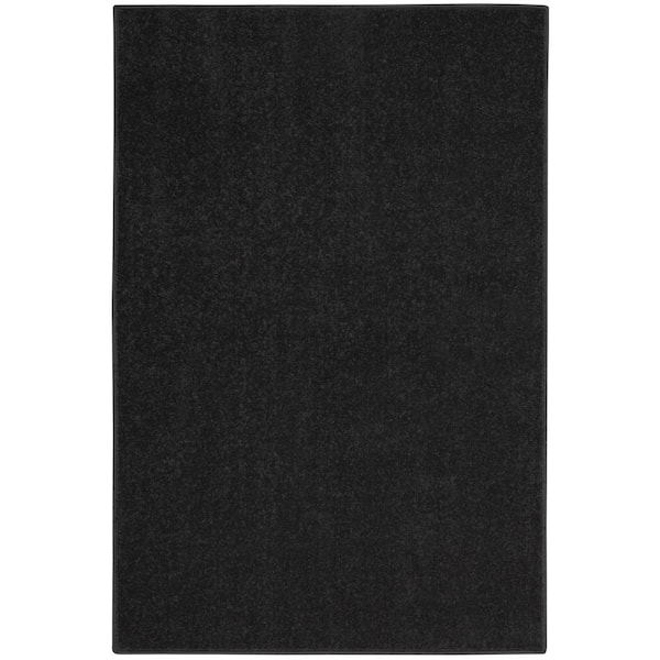 Charlie Black Solid Color 2 ft. x 4 ft. Indoor/Outdoor Runner Rug