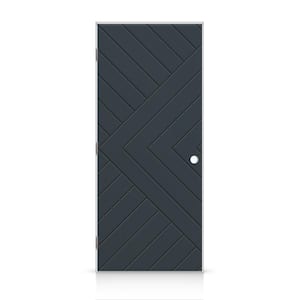 36 in. x 80 in. Chevron Arrow Right-Handed Hollow-Core Charcoal Gray Painted Composite Single Prehung Interior Door