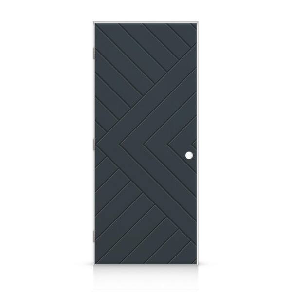 CALHOME 40 in. x 84 in. Chevron Arrow Right-Handed Hollow-Core Charcoal Gray Painted Composite Single Prehung Interior Door