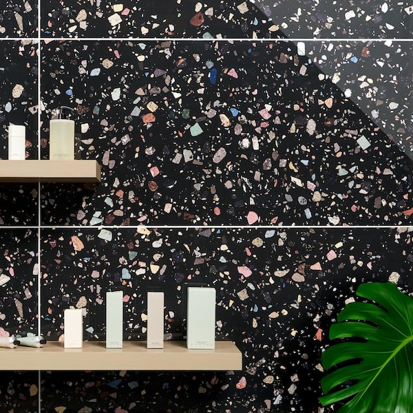 Ivy Hill Tile Adorn Black Multicolor 23.62 in. x 47.24 in