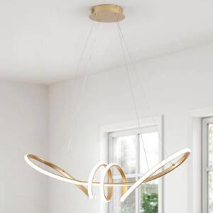 40-Watt 1-Light Gold Modern Linear Geometric Integrated LED Chandelier Creative Design Unique Ceiling Hanging Light