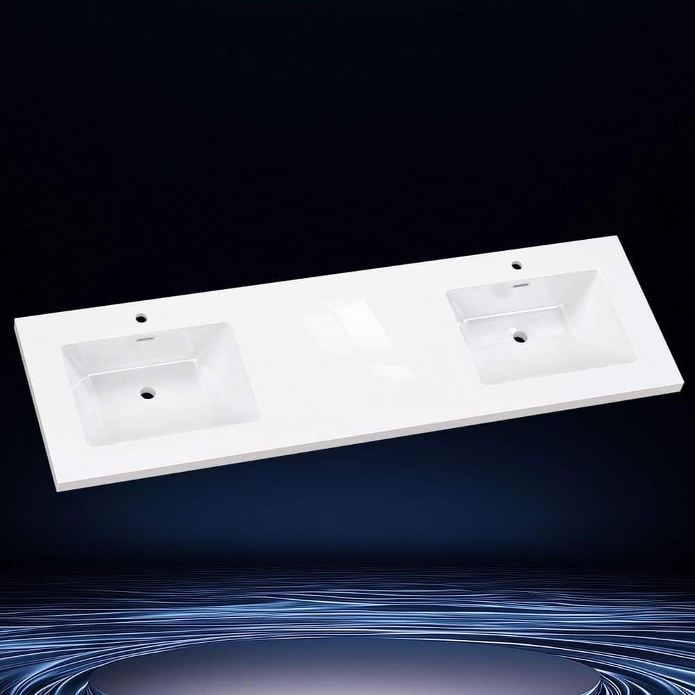 Zeafive Tor 72 in. W x 22 in. D Solid Surface Cultured Marble