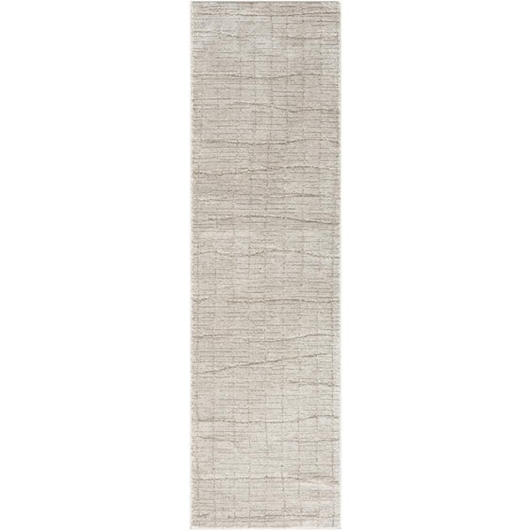 9 ft. Beige And Gray Abstract Runner Rug