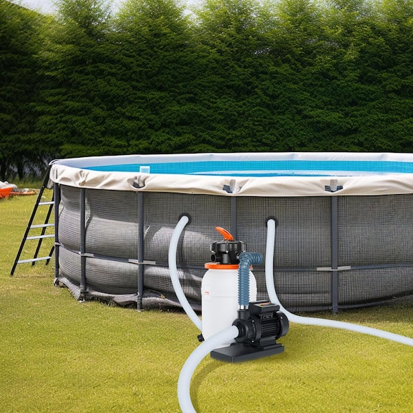 Sand Filter Pump 0.33 HP 1585GPH 10 in. Swimming Pool Pump with 5-Way Valve and Pressure Gauge for Above Ground Pool