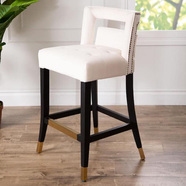 DEVON & CLAIRE Lucinda Velvet Counter Stool, Ivory