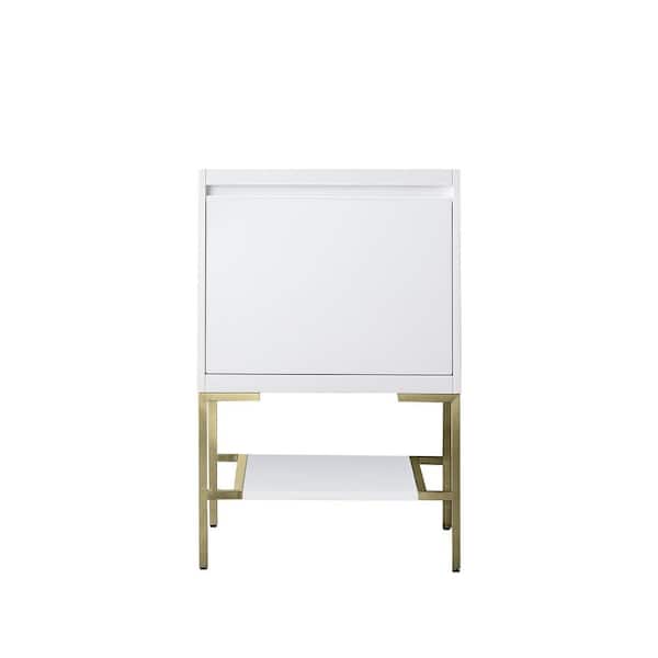 James Martin Vanities Mantova 23.6 in. W x 18.1 in. D x 35.4 in. H Single Bath Vanity Cabinet without Top in Glossy White