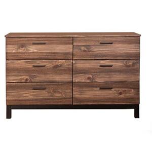 60 in. Brown 6-Drawer Dresser with Metal handles