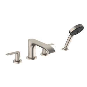Vivenis 2-Handle Deck Mount Roman Tub Faucet with Hand Shower in Brushed Nickel