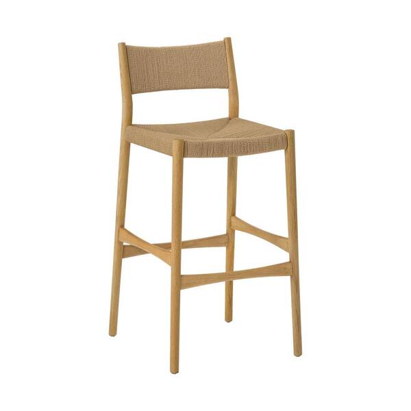 Armen Living Erie 30 in. Brown Open Back Wood Bar Stool With Woven