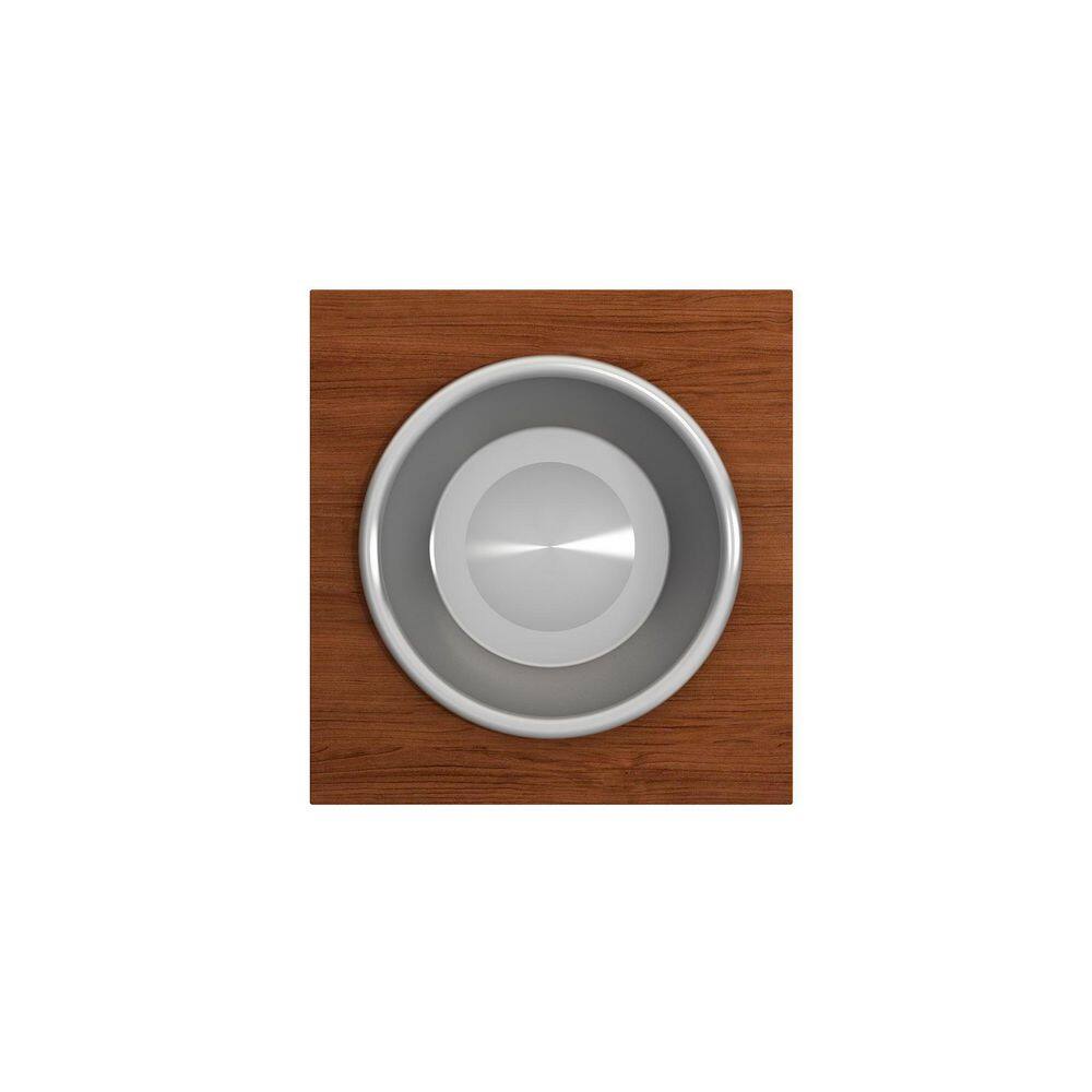 16" Brown Wood Prep Board with Stainless Steel Mixing Bowl