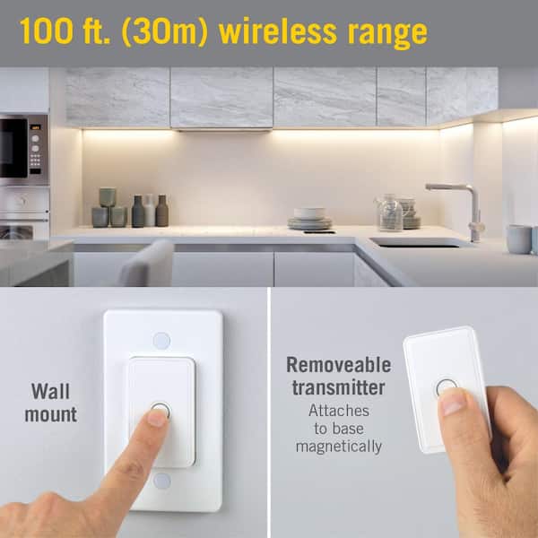 GE Wireless Remote Wall Switch Light Control, No Wiring Needed, 1 Grounded  Outlet, Off White Paddle, Plug-In, Up to 100ft Range, Ideal for Indoor Lamps,  Small Appliances, and Seasonal Lighting, 18279 