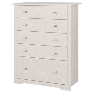 5-Drawer White Chest of Drawers Dresser with Large Drawer 39.3 in. H x 15.5 in. W x 29.9 in. L