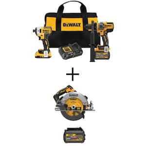 20V MAX Cordless Brushless Hammer Drill/Driver Combo Kit, 20V Circ Saw, and (1) FLEXVOLT 6.0Ah Battery