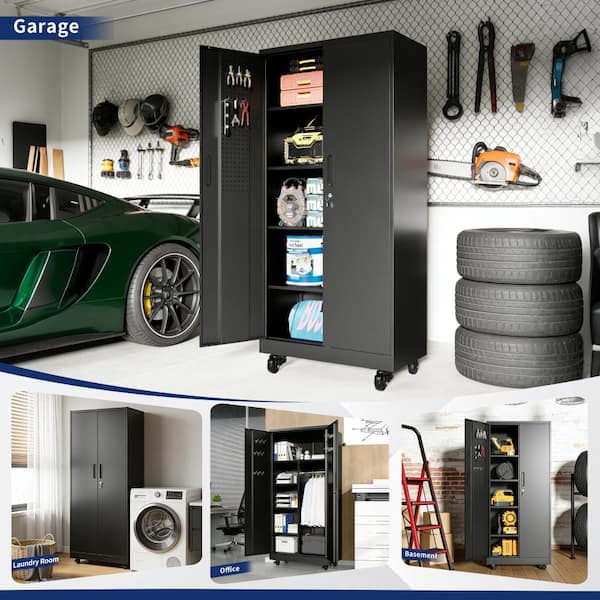 Damodpoy 71 Inch Freestanding Metal Storage Locker, Lockable Steel