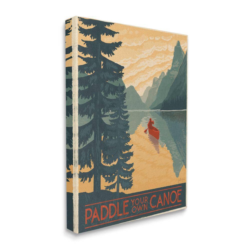 Paddle Your Own Canoe Mountain Lake Adventure Canvas Wall Art