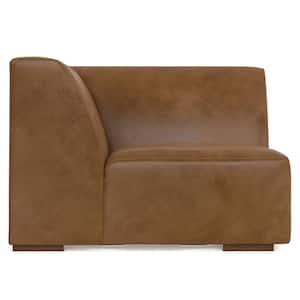 Rex 38 inch Straight Arm Genuine Leather Rectangle Corner Sofa Module in. Caramel Brown