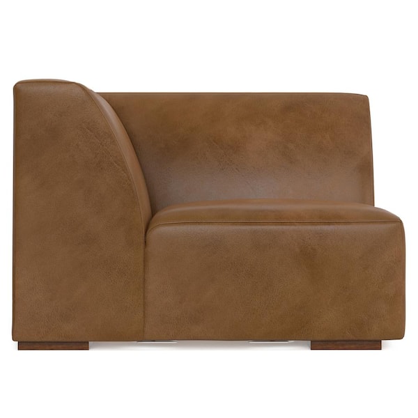 Simpli Home Rex Corner Sofa Module in Genuine Leather