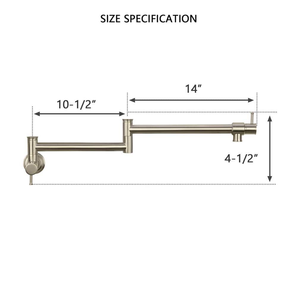Brushed Nickel Double Joint Wall Mount Pot Filler Faucet